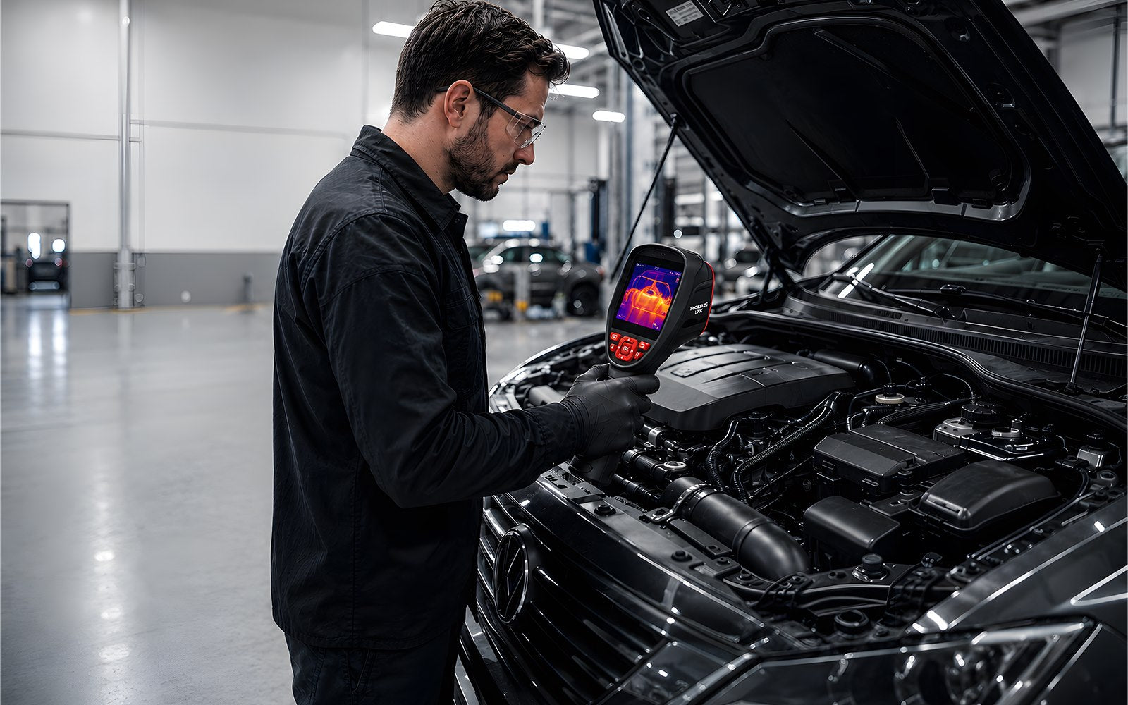 RCX100 thermal imaging camera used for automotive diagnostics