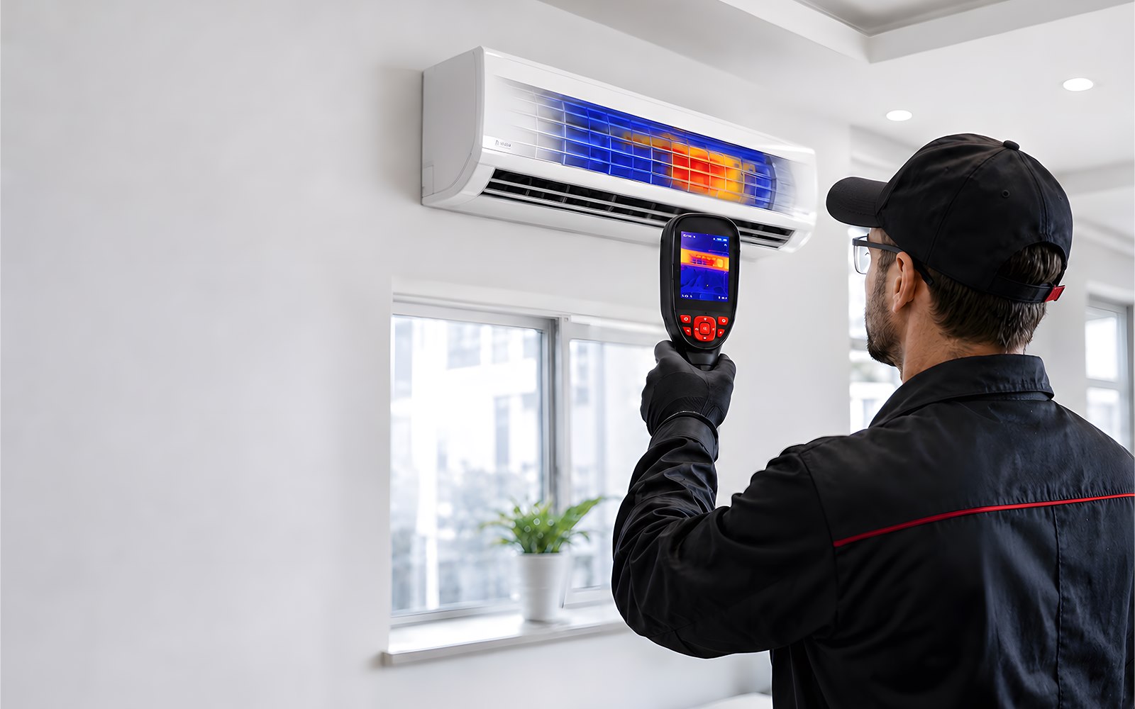 Technician using RCX100 for HVAC inspection work